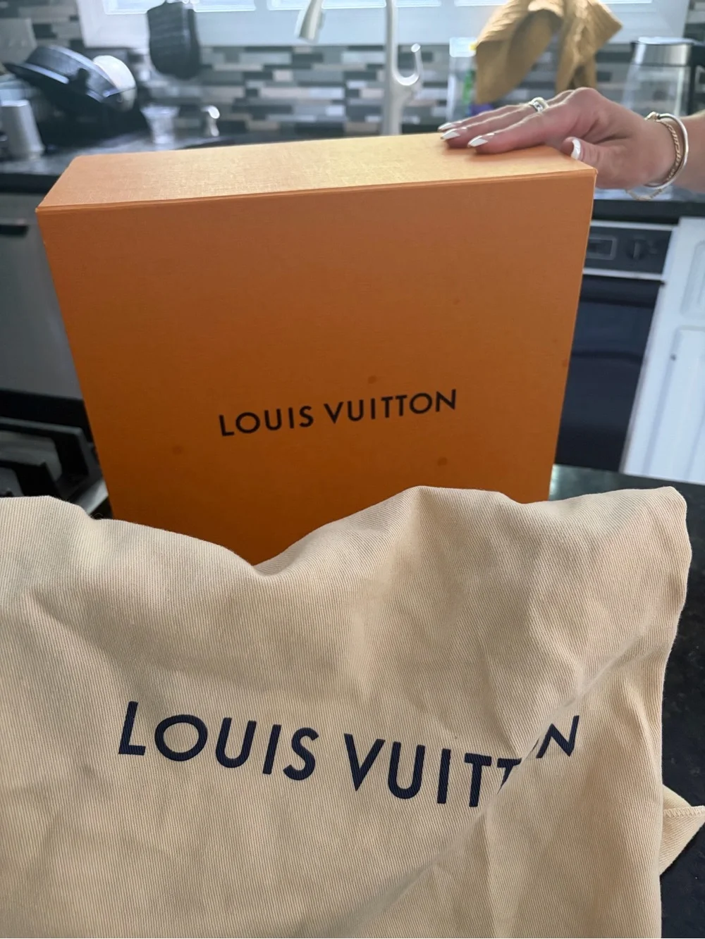 Louis Vuitton Boulogne Shoulder Bag with Black Trim and Gold Hardware